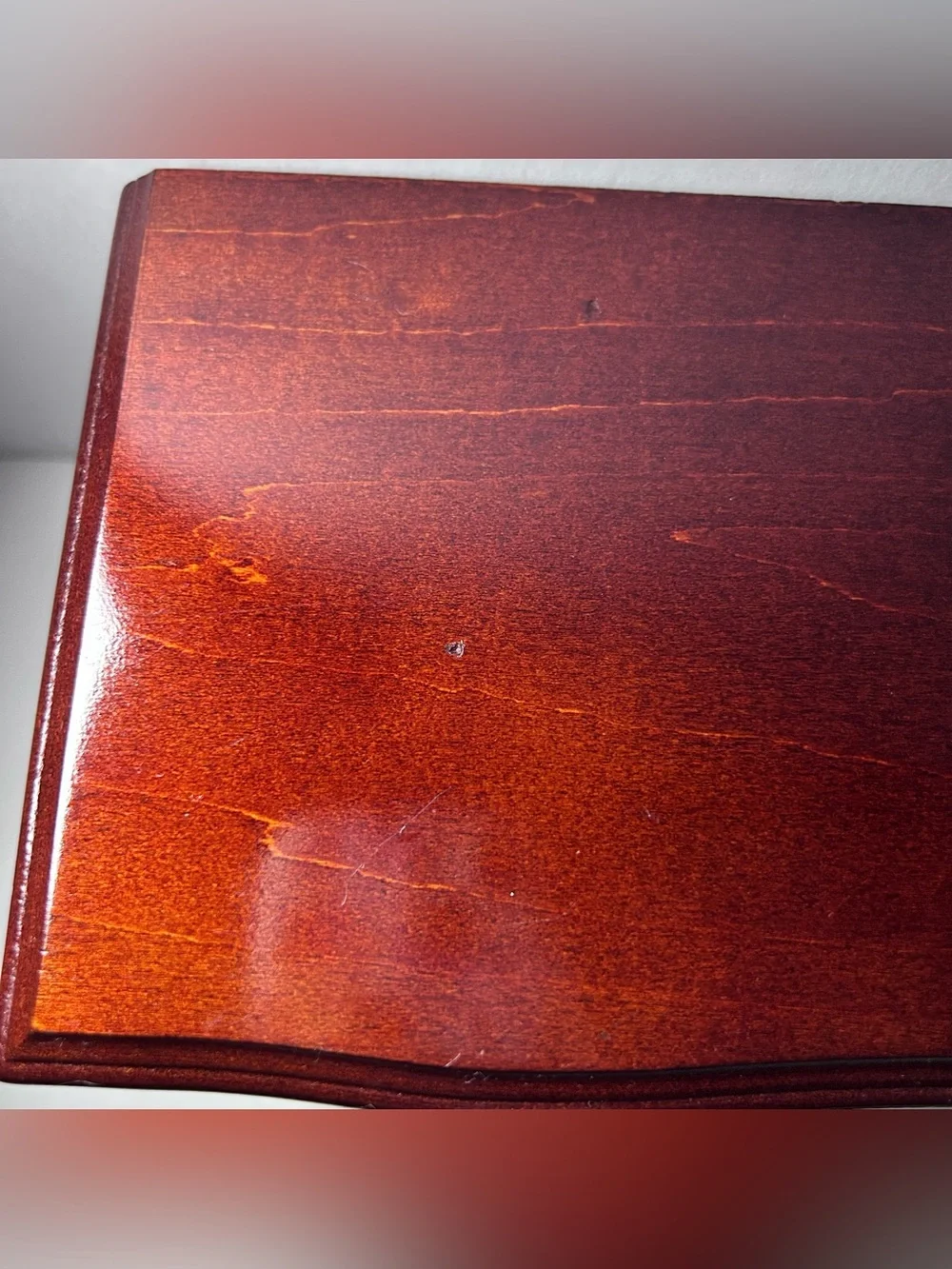 Vintage Mahogany Jewelry Box Wooden with Mirror